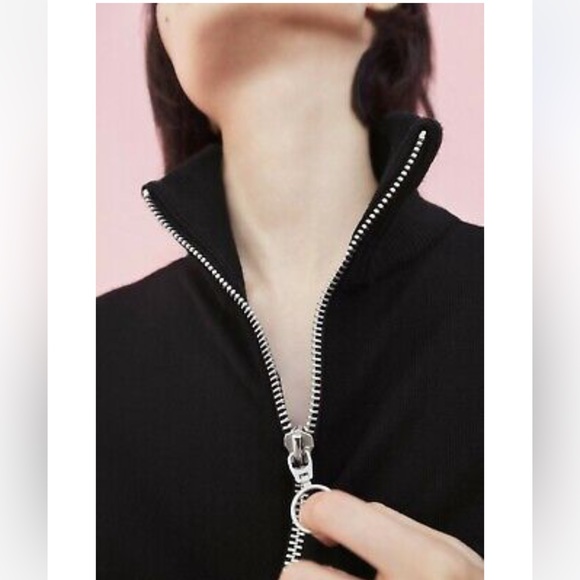 NWT ZARA AW21 BLACK KNIT MAXI SWEATER DRESS WITH ZIPPER - Picture 4 of 8